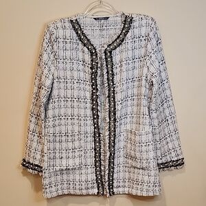 SHEIN Black and White Textured Blazer